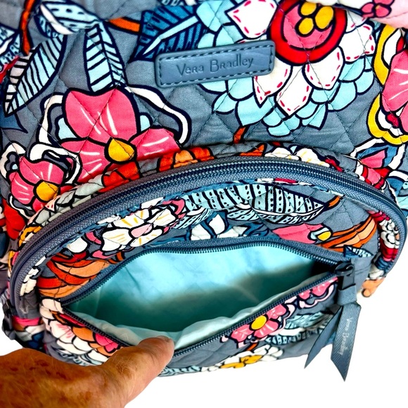 Vera Bradley Small Backpack Quilted Floral Print Blues, Grey, Pink, Red EUC - Picture 10 of 14